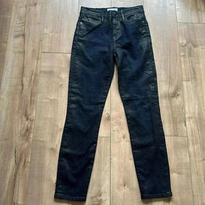 Frame Denim Le High Skinny Crop Two-Tone Shiny Jeans Sz 26